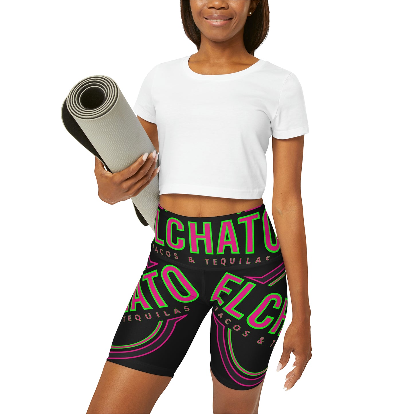 High Waisted Yoga Shorts (AOP)