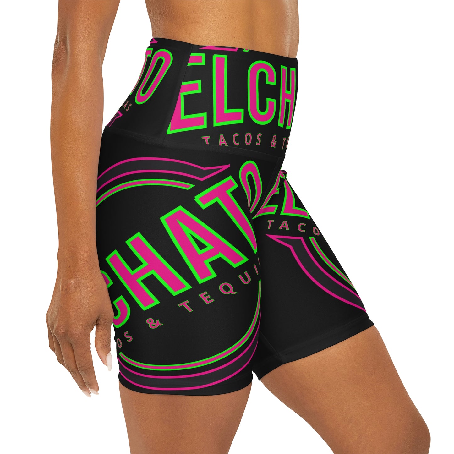 High Waisted Yoga Shorts (AOP)